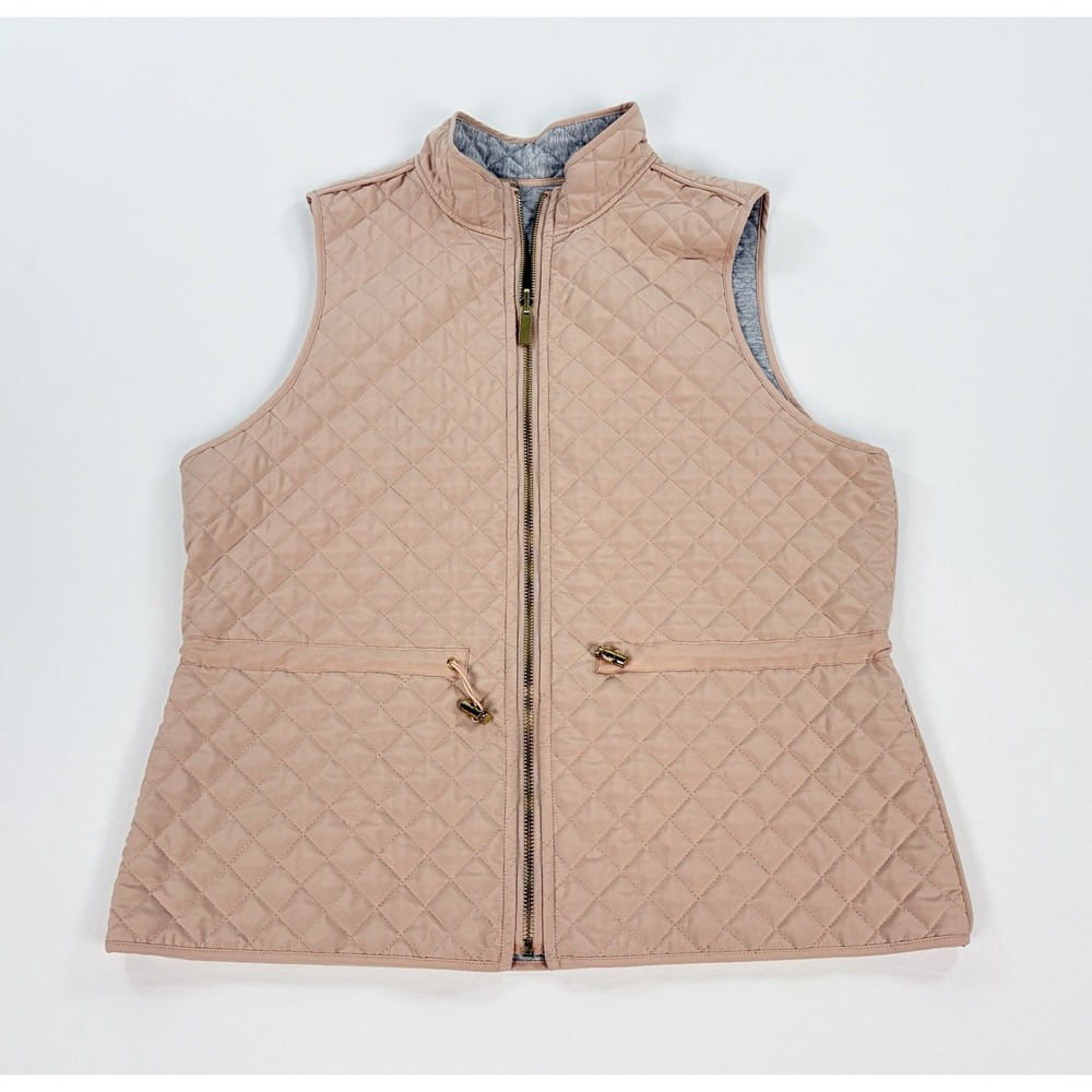 Chico's Zenergy Quilted Vest Women's 2 Large Cinch Waist Full Zip Blush Pink